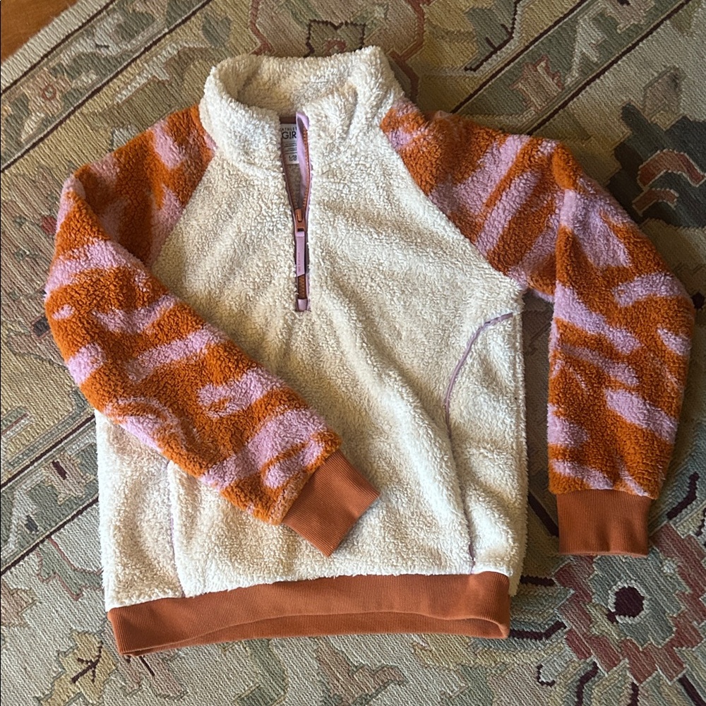 Athleta Kids Sherpa Pullover - Cream and Orange